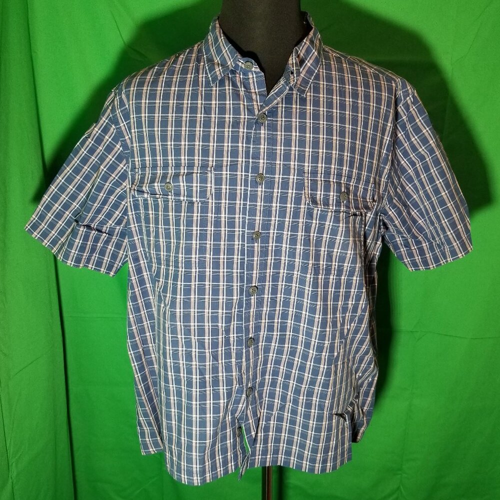 Croft & Barrow Mens XL Blue Plaid Short Sleeve Shirt Preppy Minimalist‎ City